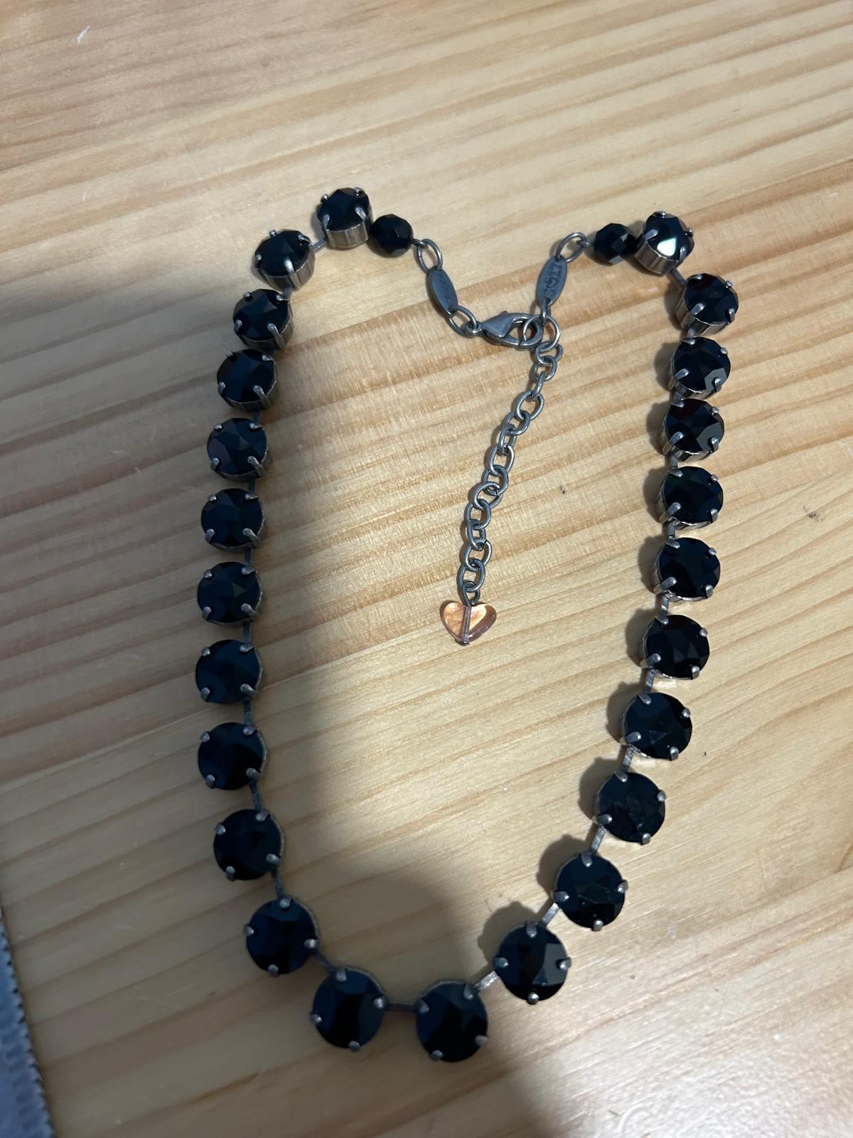 Authentic Sabika Manhattan Choker Necklace Black Crystals Medium Size Heart