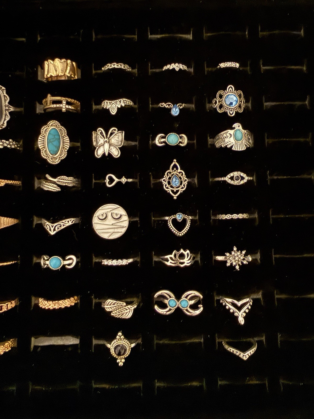 69 PC Boho Style Ring Set With Black Velvet Case