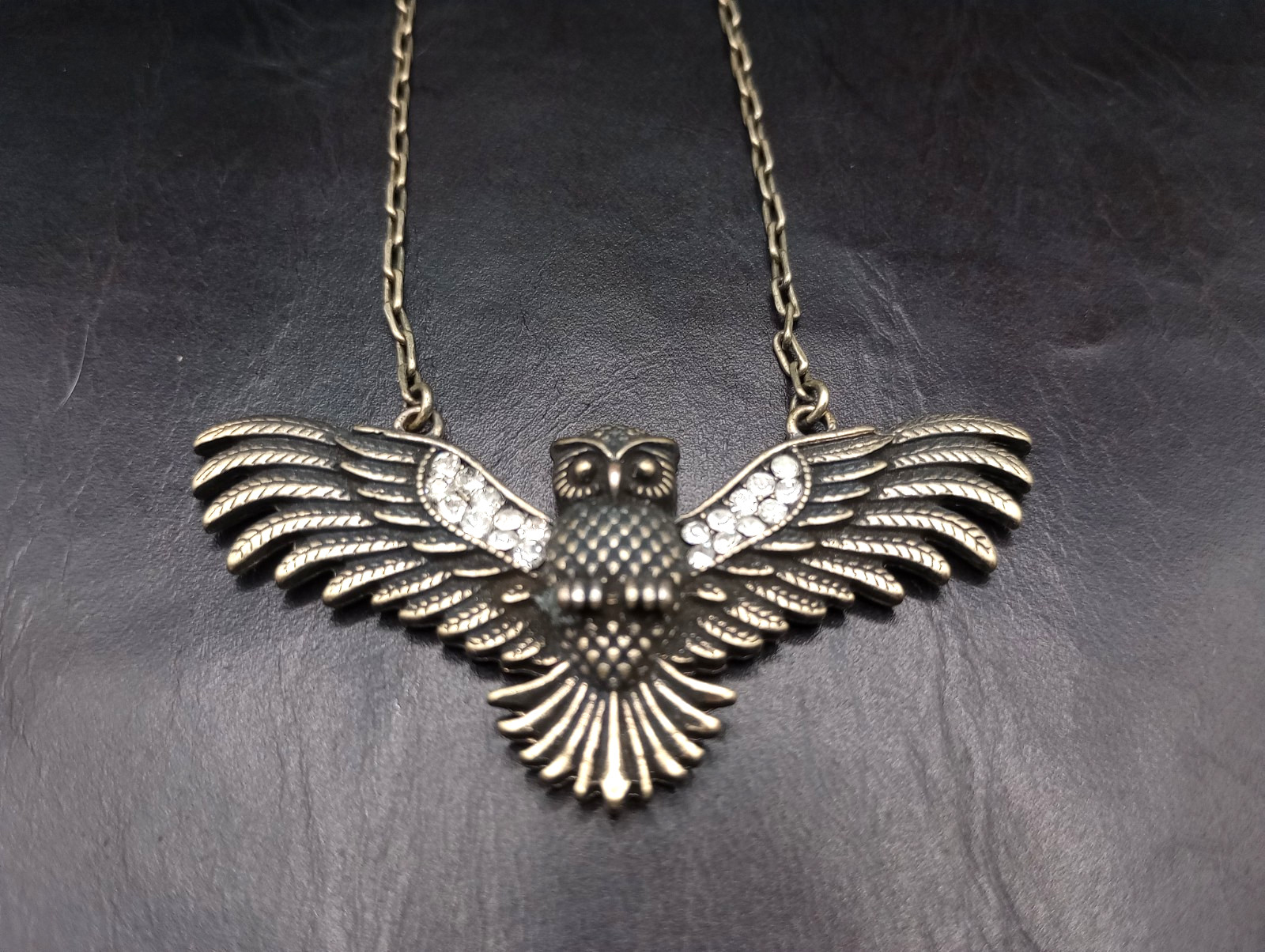 Owl in Flight Pendant by Ikita Brass Tone Gothic