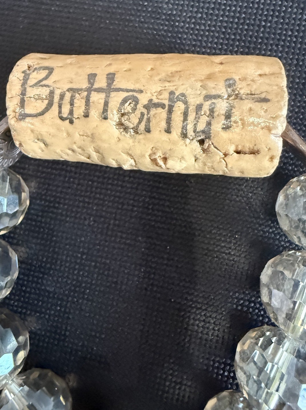 Vintage Wine Cork Clear Crystal Beaded Bracelet Rare Handmade
