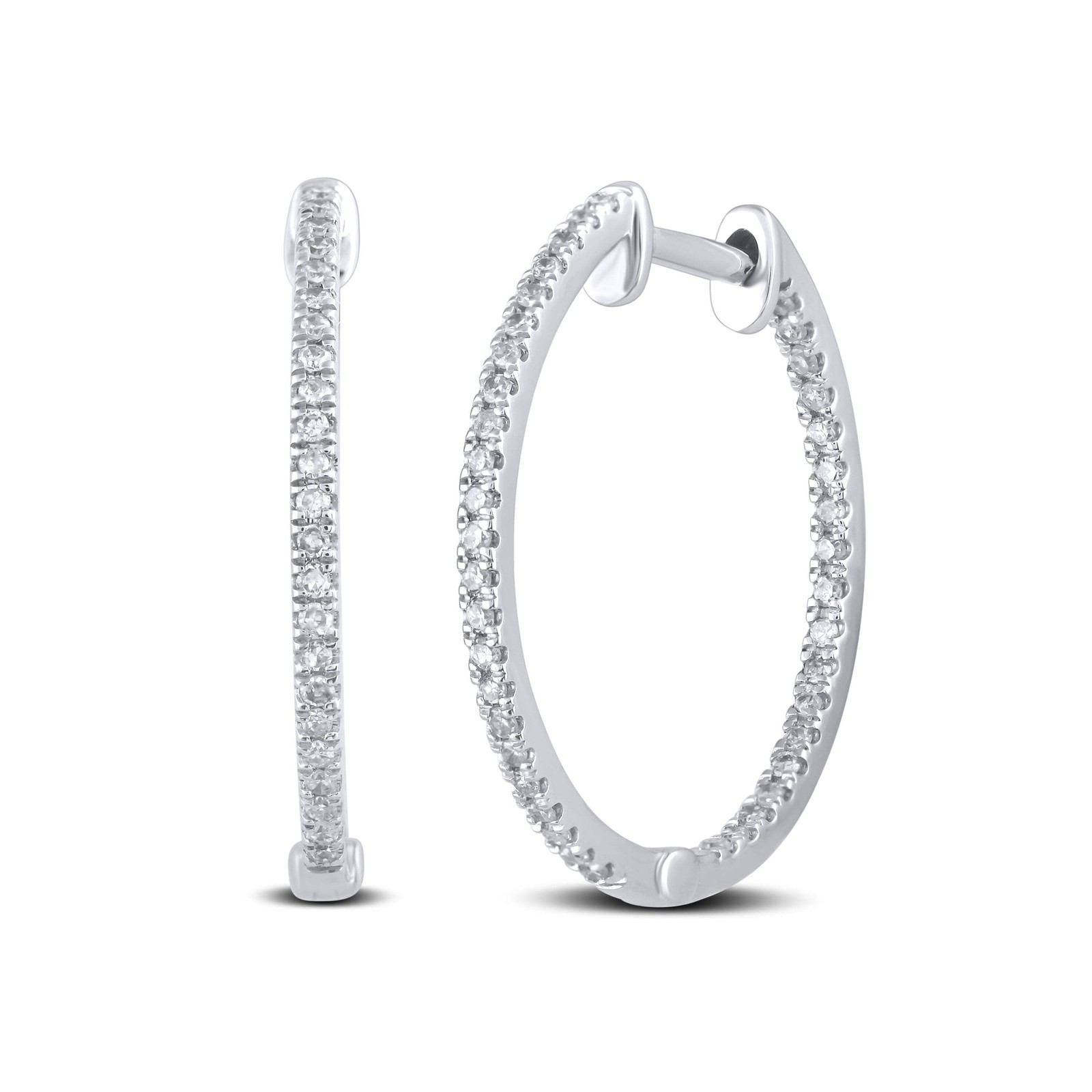 10kt White Gold 0.33 CTW Natural Diamond Hoops