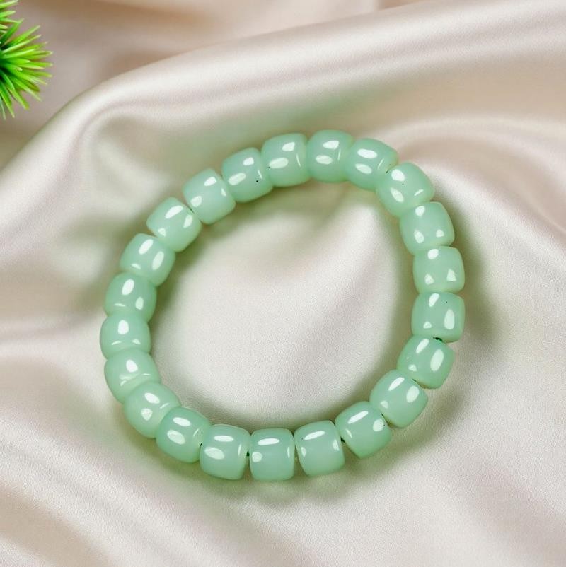 Girl Grandma Mothers Lady Women Green Jade Beads Bracelet Jewelry Gift Box DD156