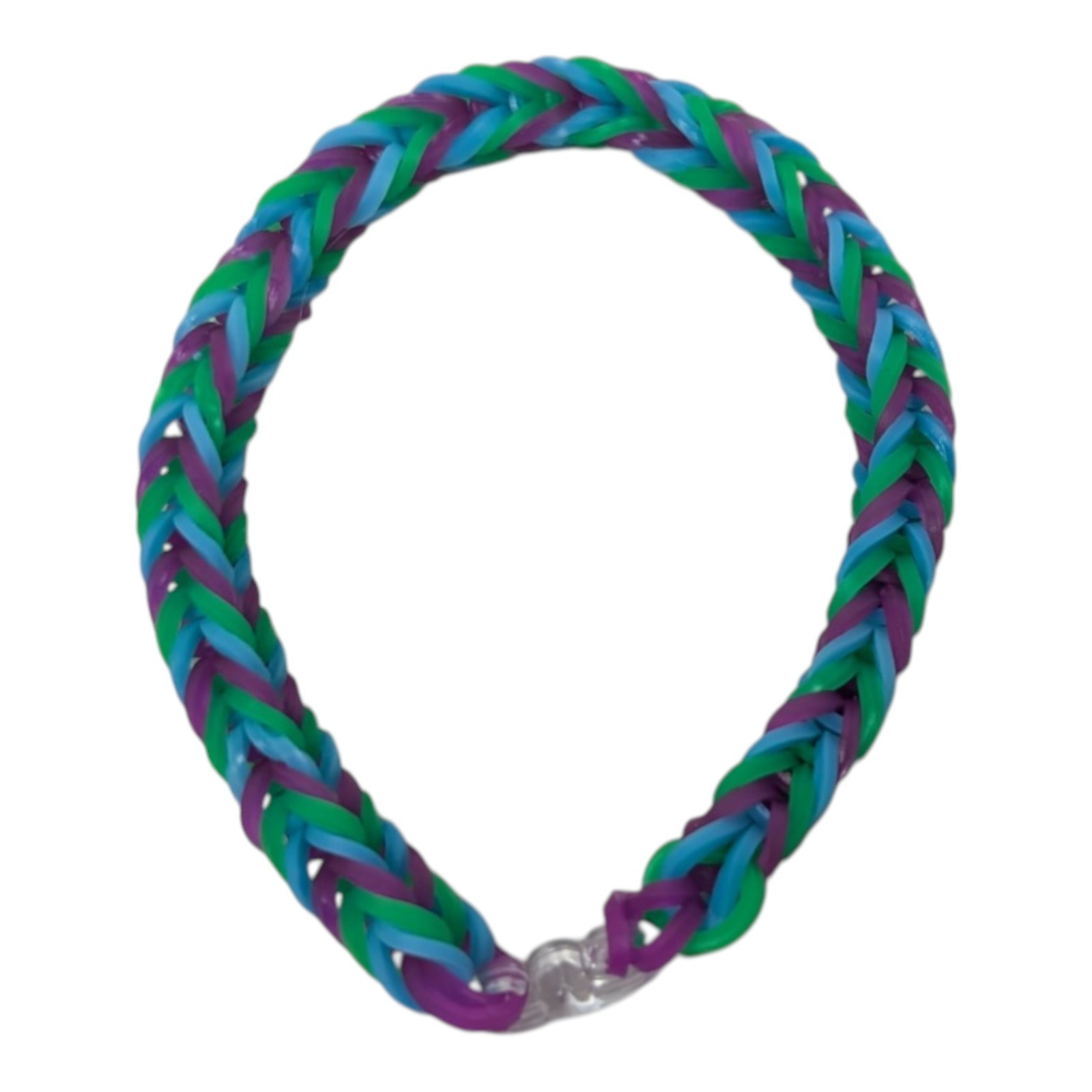 Mix of 5 Multicolor Rubber Band Rainbow Bracelets Glow In The Dark Hand Made EDM