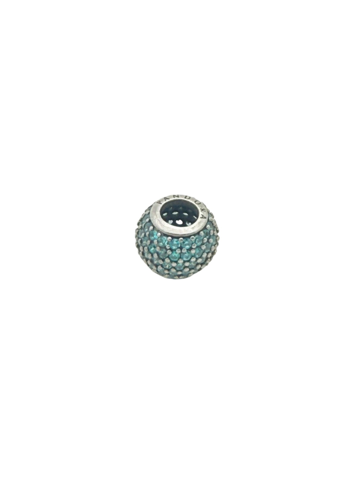 Pandora Sterling Silver Teal Green CZ Pave Charm