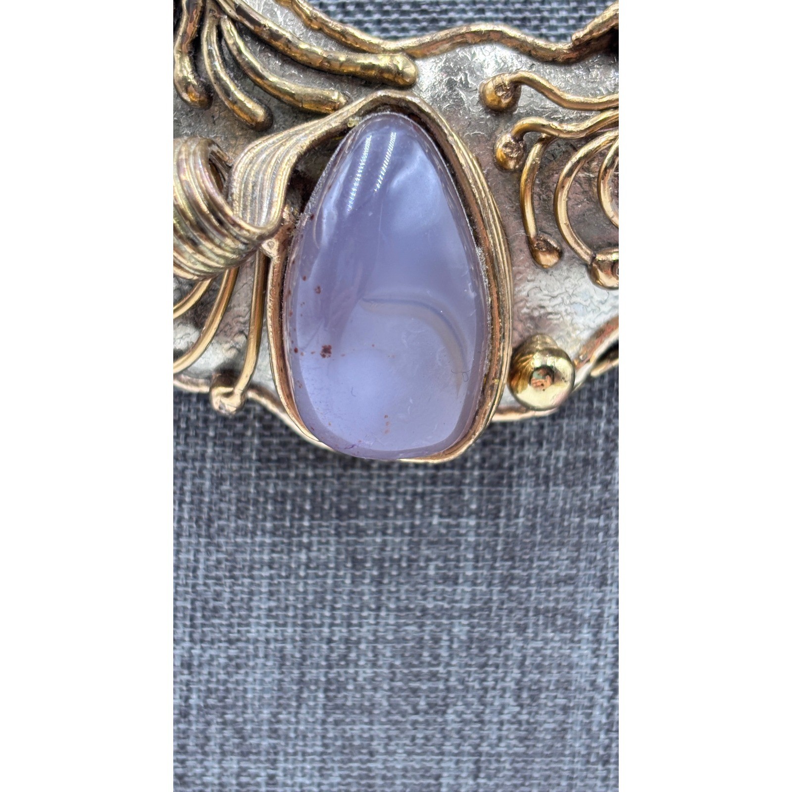 IXEL Mexico Rare Vintage Brutalist Torque Collar Necklace Purple Agate Statement