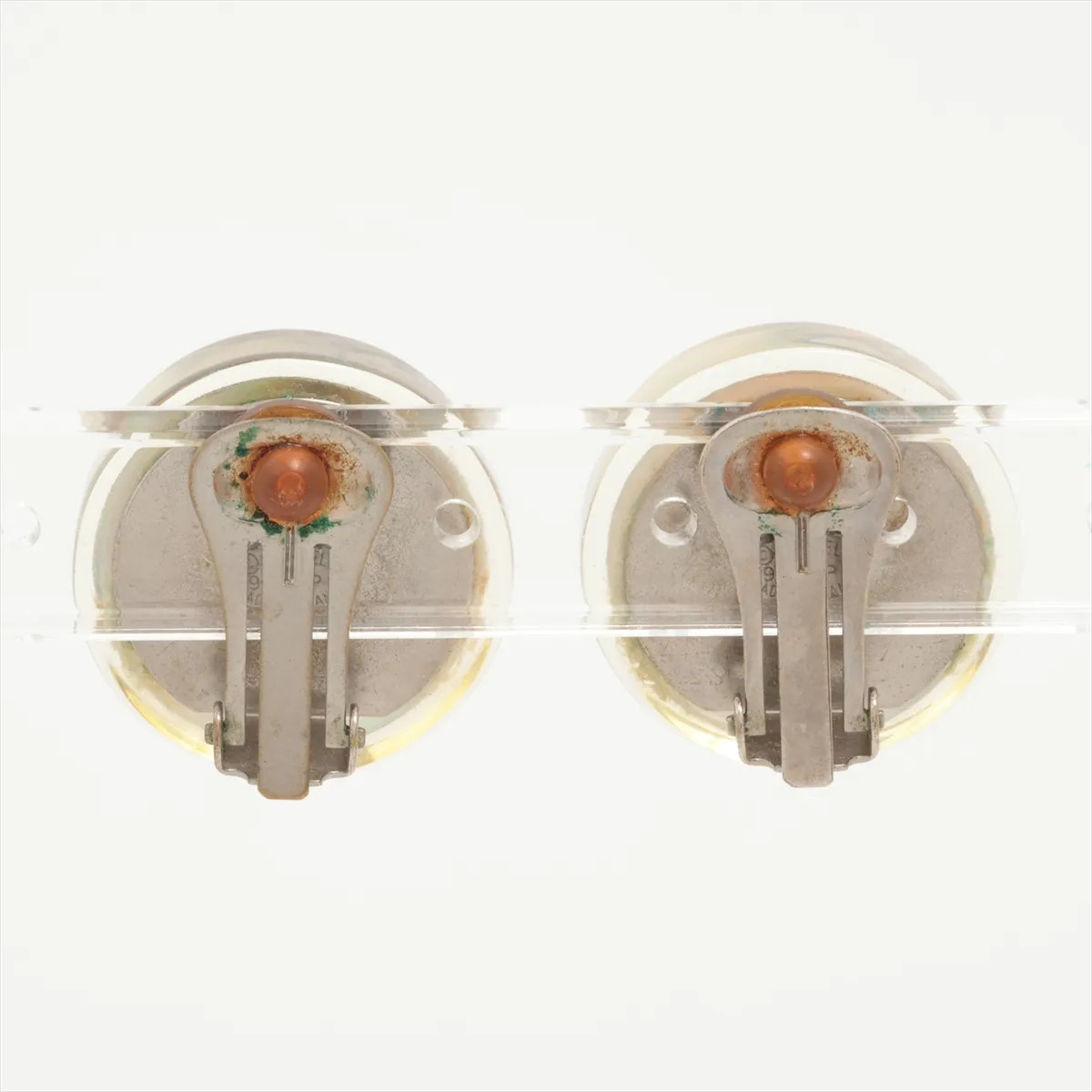 Chanel Coco Mark Icon 97P Earrings (for both ears) GP x resin Silver