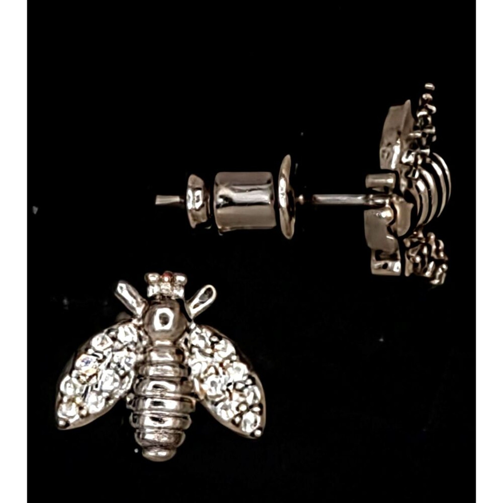 Silvertone Rhodium Plated Honey Bee Stud Nickel-Free Earrings