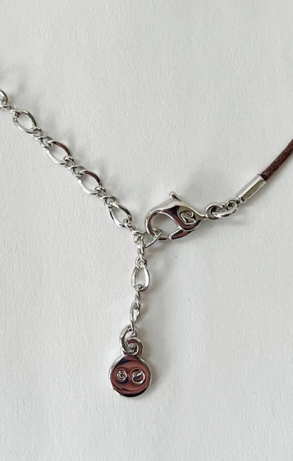 Swarovski Crystal Mini Teddy Bear Pendant Cord Necklace Austria Jewelry Signed