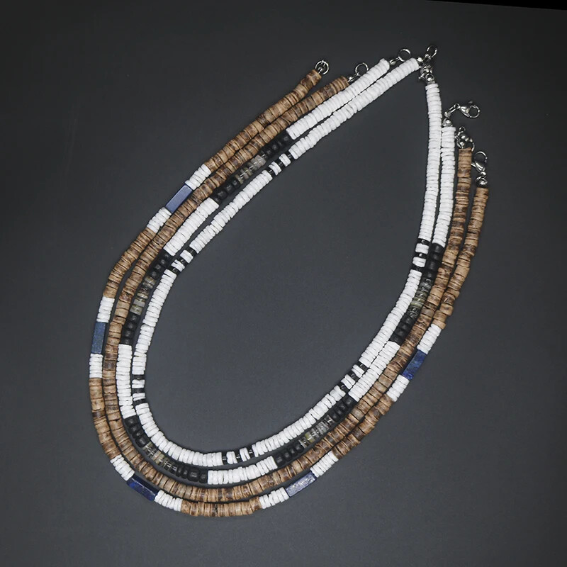 Tribal Coconut Beads Necklace Men Ethnic Bohemia Puka Shell Surfer Necklace