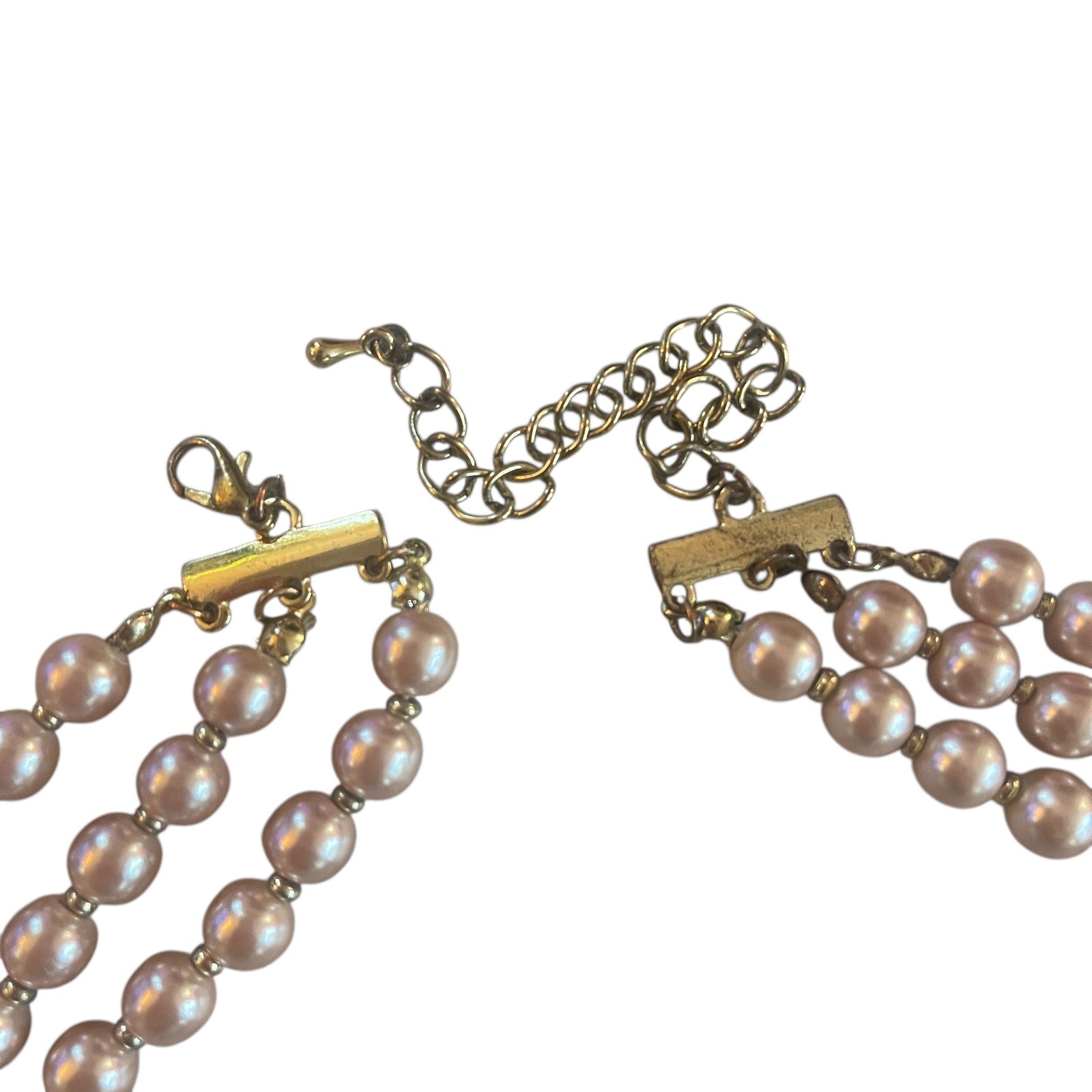 Luxury Vintage Style Necklace Blue&Blush Gem Cluster 3 Strand 18″ Any Occassion