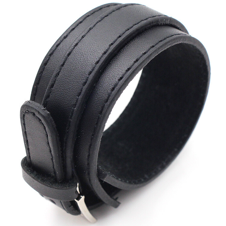 Men Leather Bracelet Adjustable Punk Wide Wrist Wrap Cuff Wristband Bangle Strap
