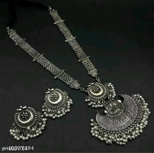 Afghani Oxidized Silver Bollywood Antique Style Long Women Fashion Jewelry Set