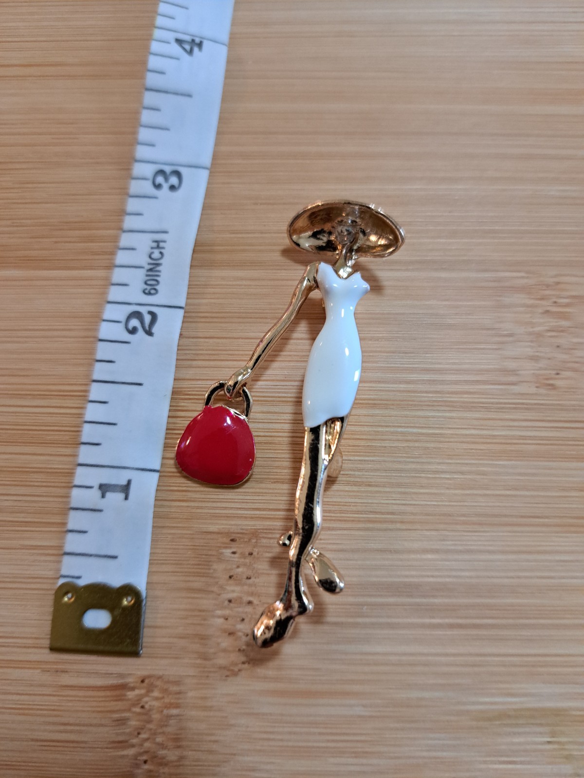 High Heel Shoe & Lipstick Enamel Rhinestone Fashion Brooch Pin Gold/Red