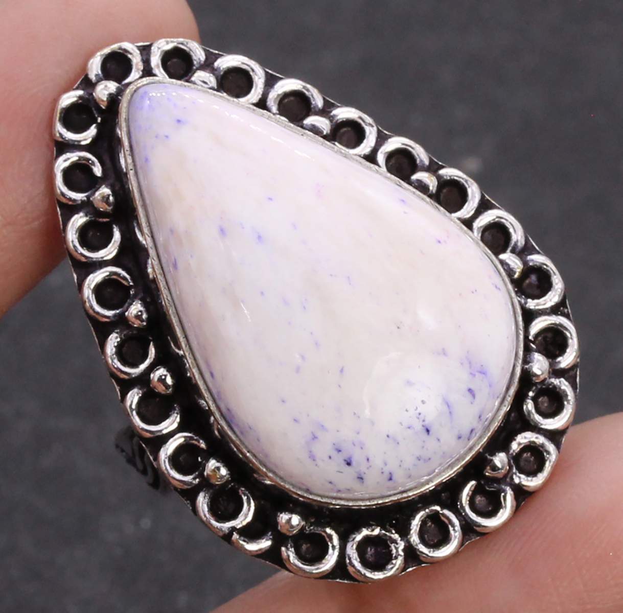 Color Enhanced Purple Scoelcite 925 Silver Plated Ring of US Size 7.75