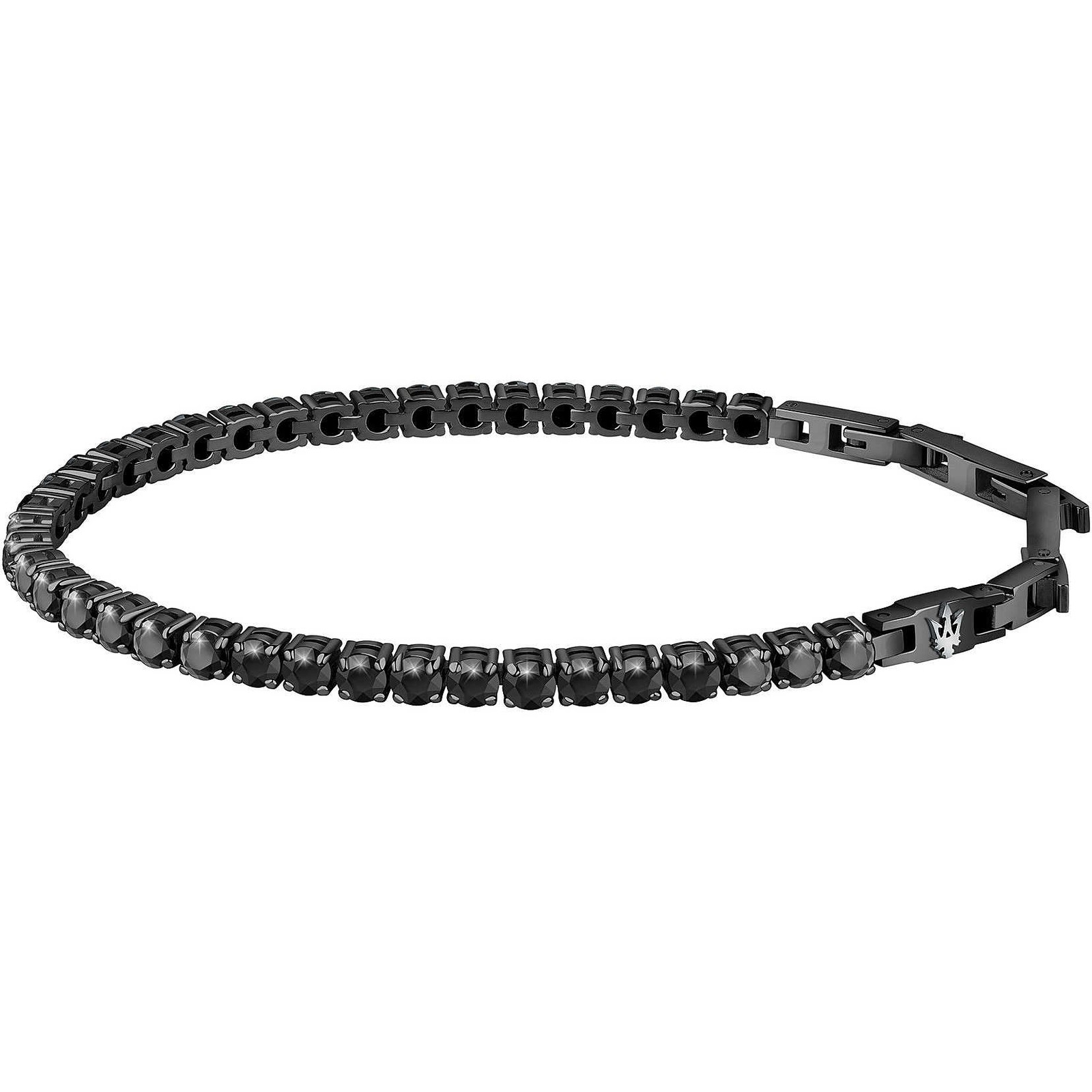 MASERATI Mens Bracelet JM222AVC02 Stainless Steel Black Tennis