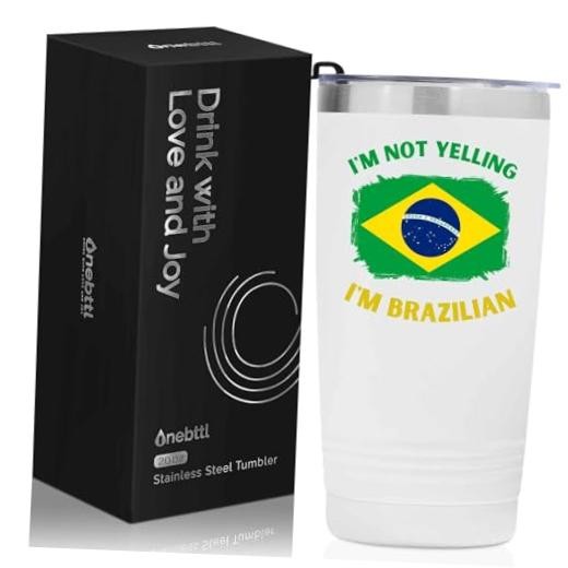 Brazilian Gifts with Brazil Flag, Brazil Brazilian Souvenirs, 20oz Stainless