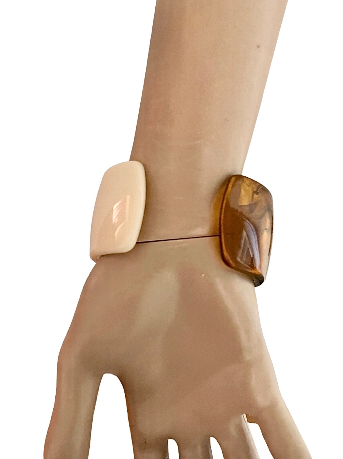 1.5” Wide Retrô Beige & Brown Acrylic Everyday Casual Chic Cuff Bracelet