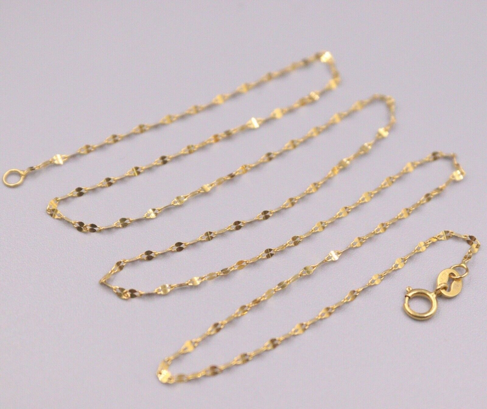 Pure Au750 18K Yellow Gold Chain Women Lip Link Necklace 18inch