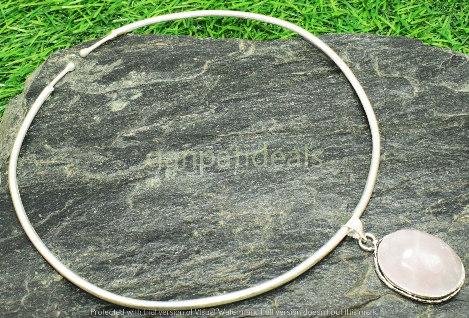 1pcs Rose Quartz Choker Pandant Necklace Set Beautiful Flexible & Easy to Wear