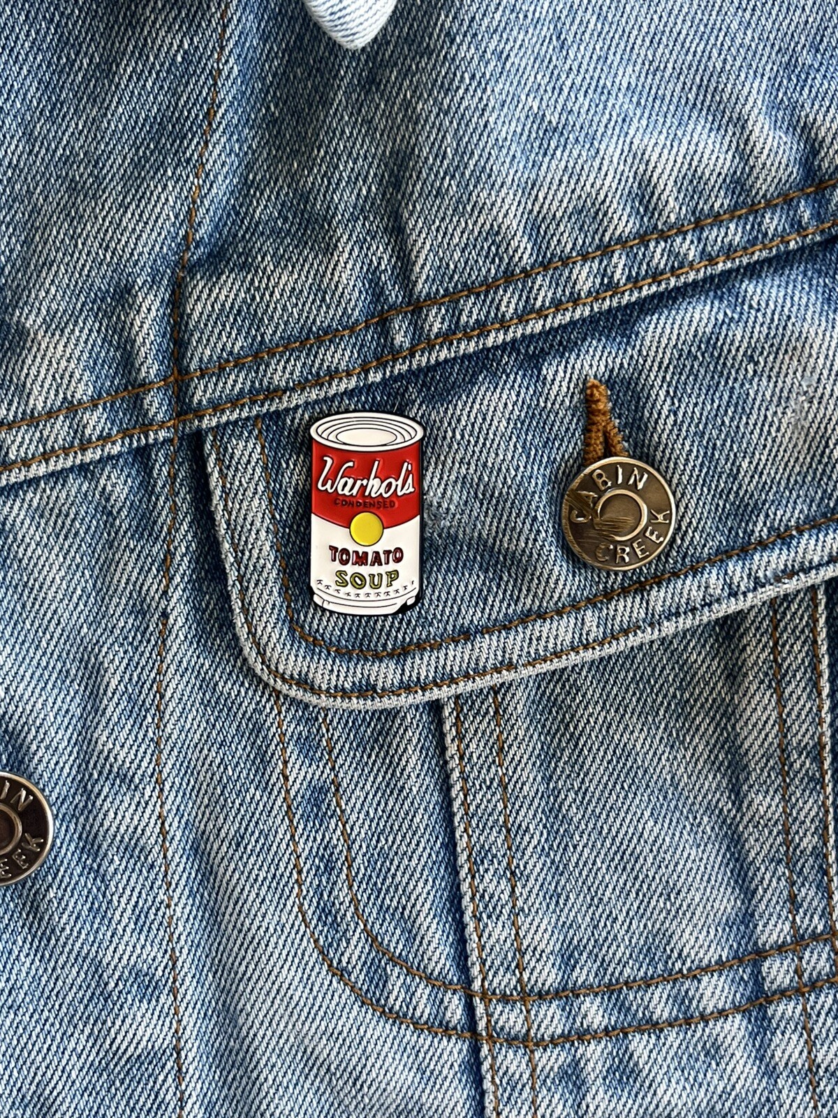 Andy Warhol Tomato Soup Retro Art Enamel Pin NEW