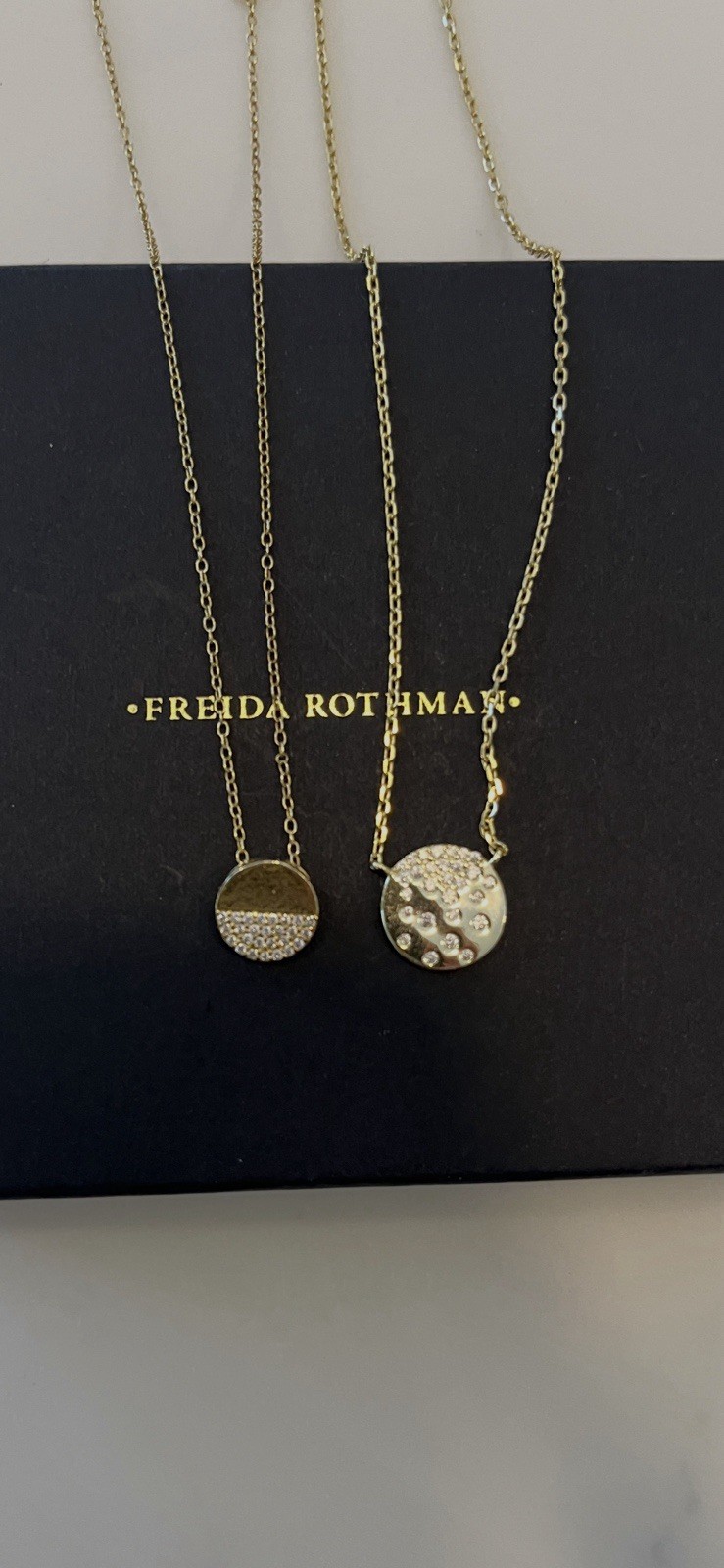 2 Freida Rothman Sterling silver and gold plated Charm Pendant Necklaces