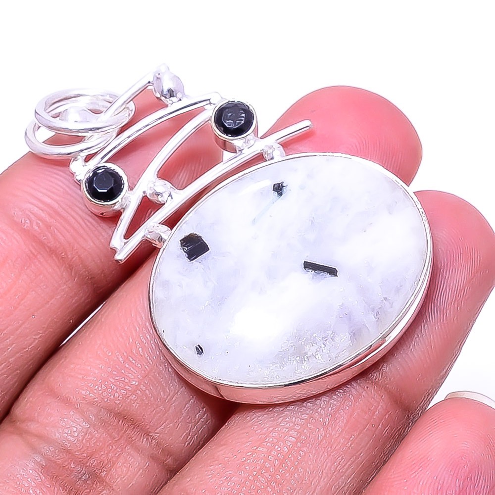 Rainbow Moonstone 925 Sterling Silver Pendant 1.76″, Christmas Gift P21131