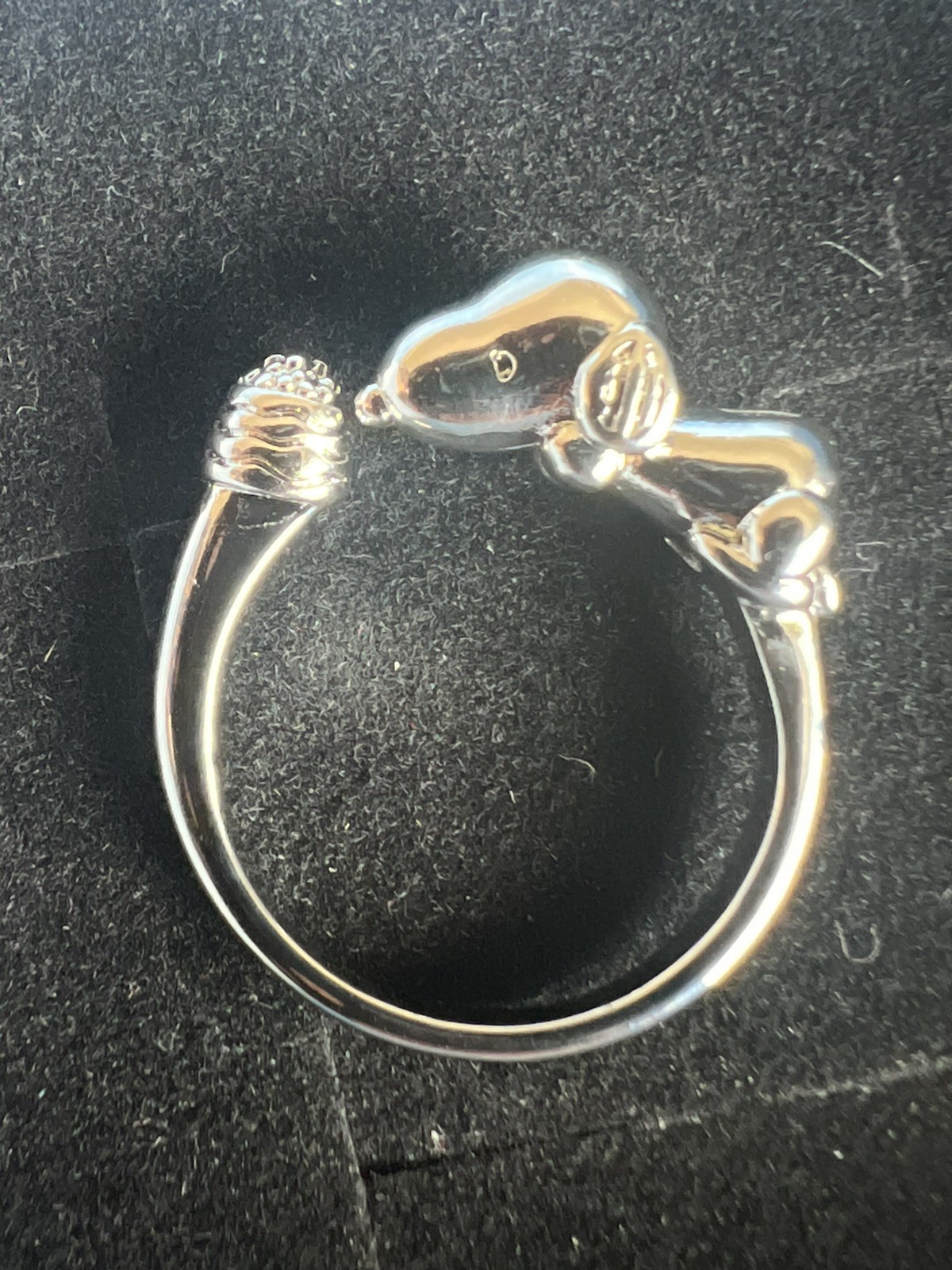 Peanuts Snoopy With Bowl Adjustable Silver Tone Ring One Size Fits All Pet Lover