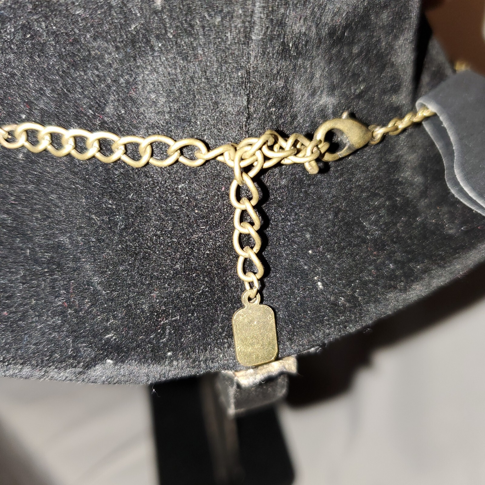 You and I, Rhinestone Chunky Necklace Square Pendant Bronze Toned 20″