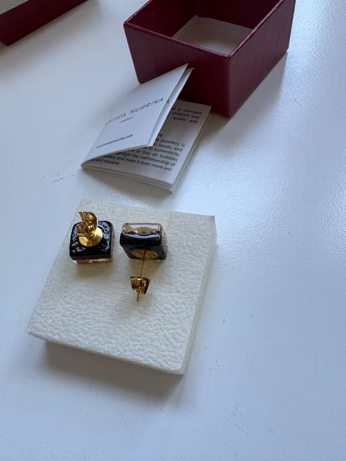 Antica Murrina Venezia Murano Glass Ring Earrings Set Italy Boxed certificate