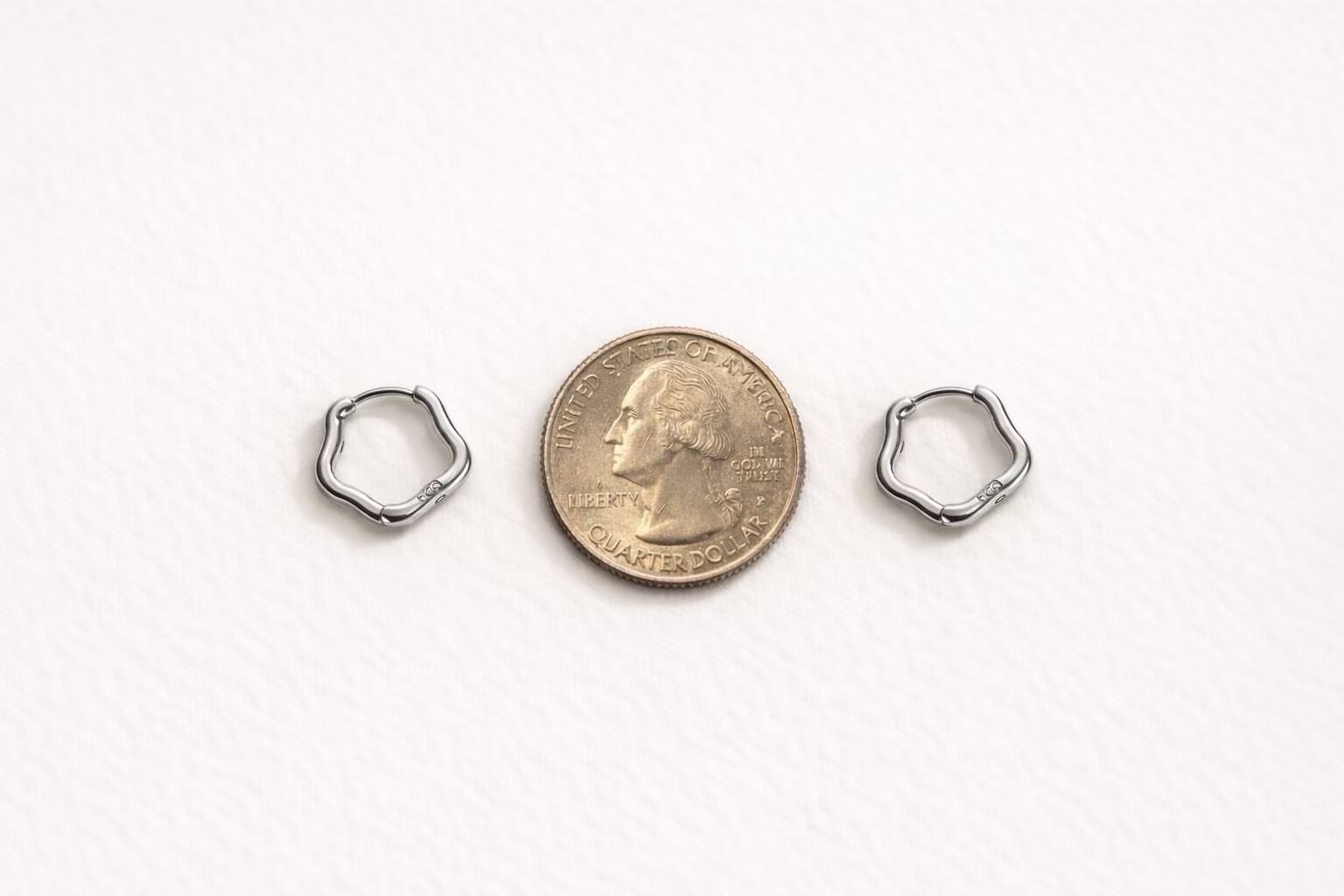 Silver Wavy Huggie Earrings,Organic Shape Small Hoop Earrings for women 046