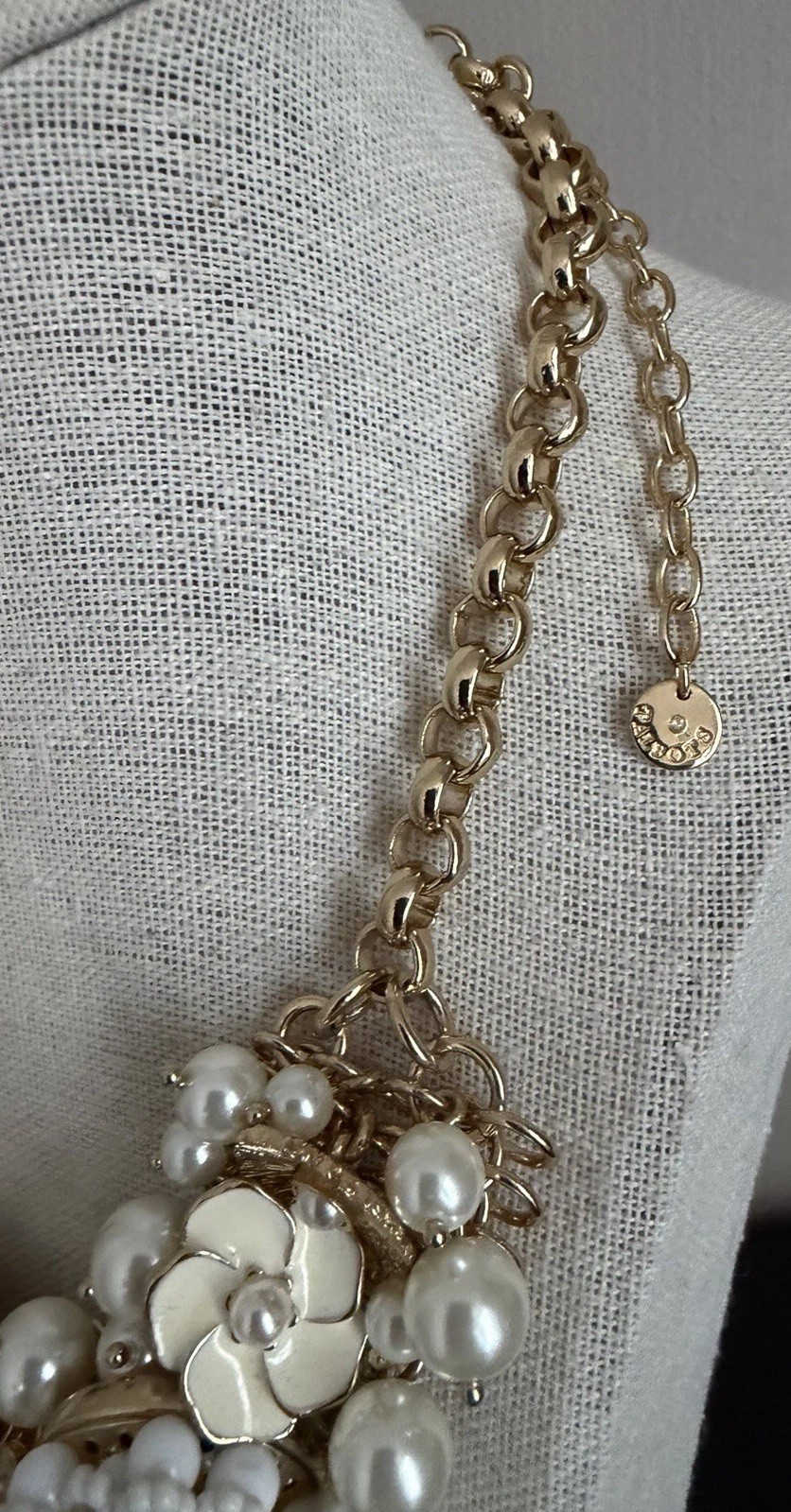 Talbots White Floral Chunky Statement Necklace~Signed