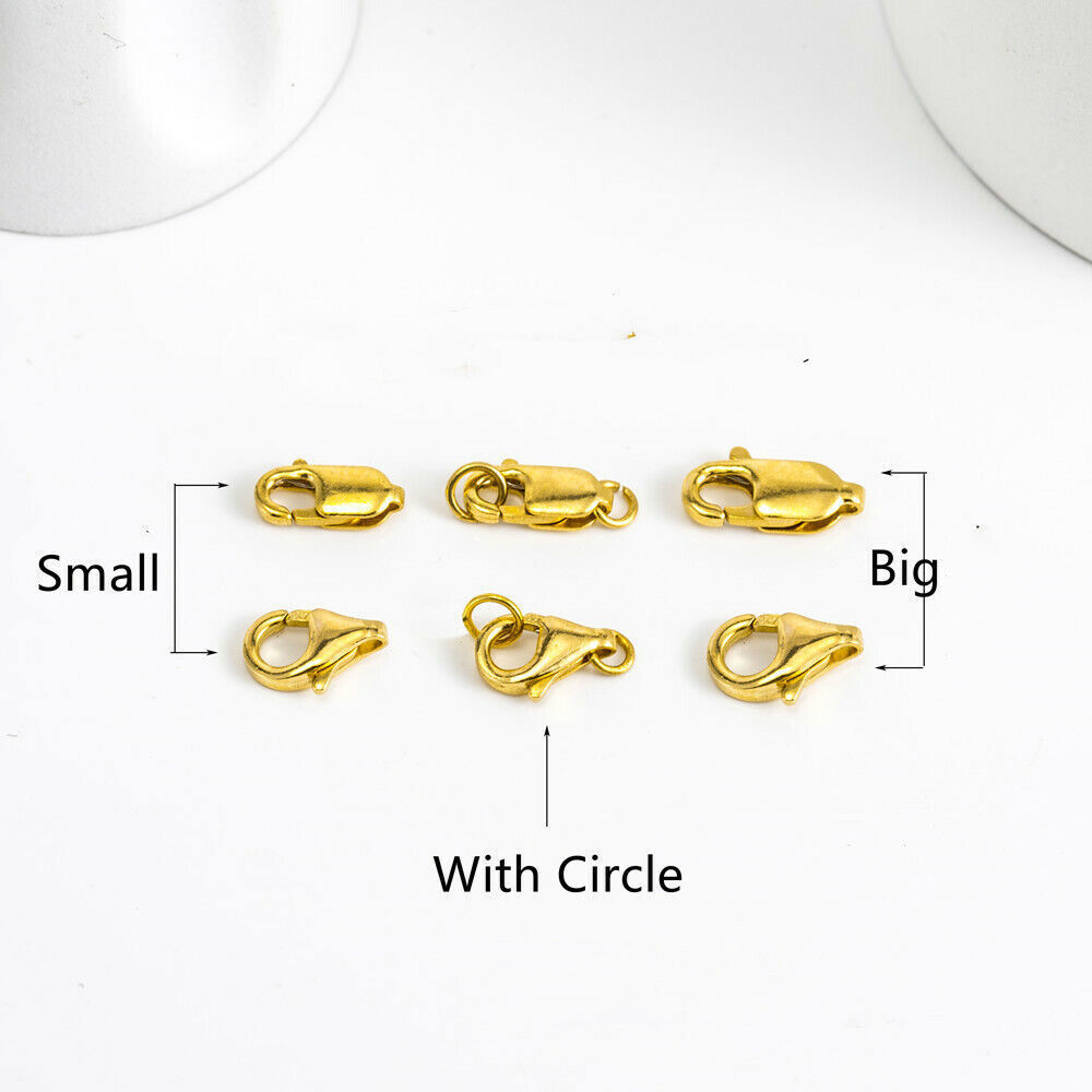Real Pure 18K Yellow Gold Clasp Hooks Bracelet Necklace Connector Lobster Circle