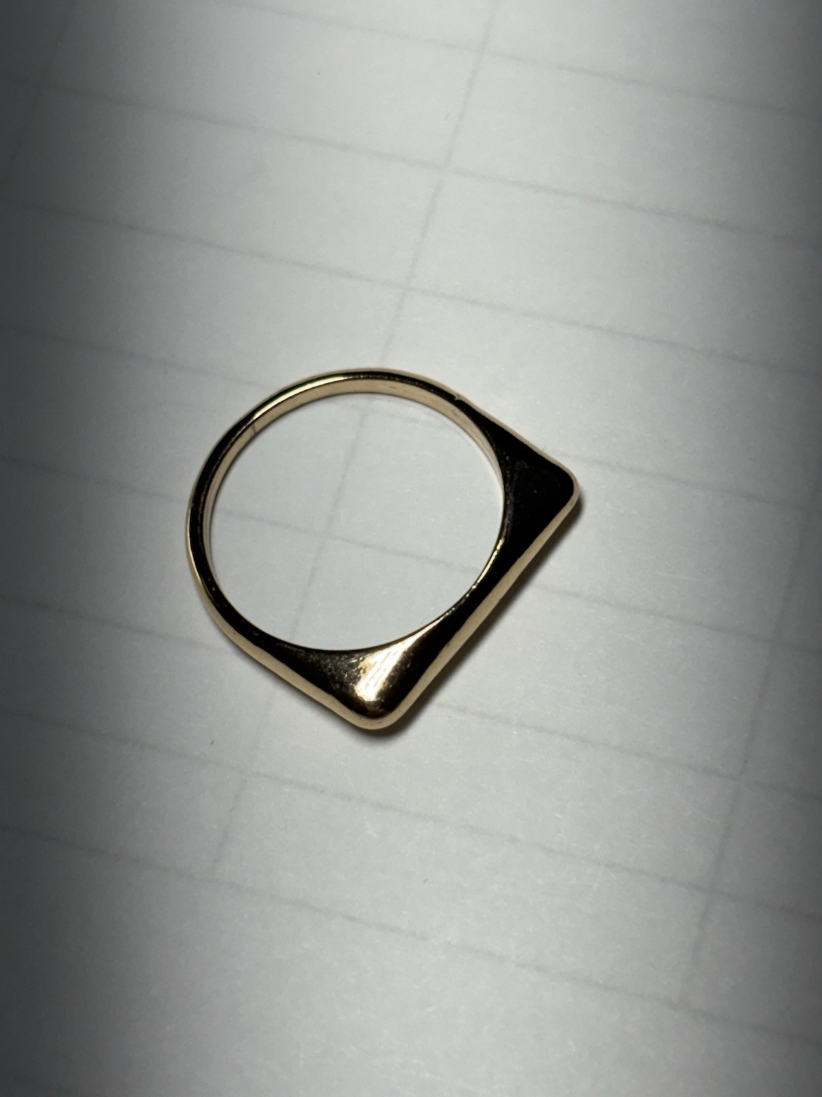 Gold Tone Flat Top Bar Signet Ring, Band Unisex Adult , Stacking, Size 8