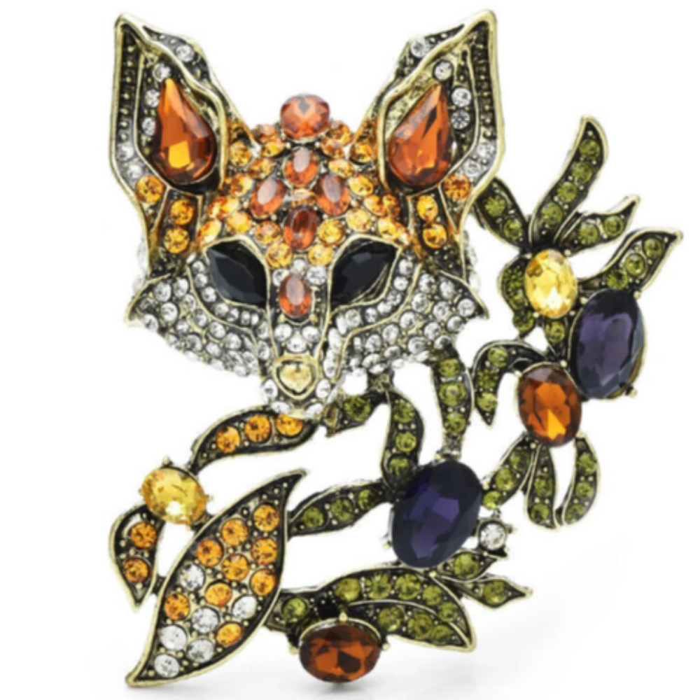 Elegant Large Rhinestone Crystal Fox Luxury Brooch Badge Women Casual Jewelry US