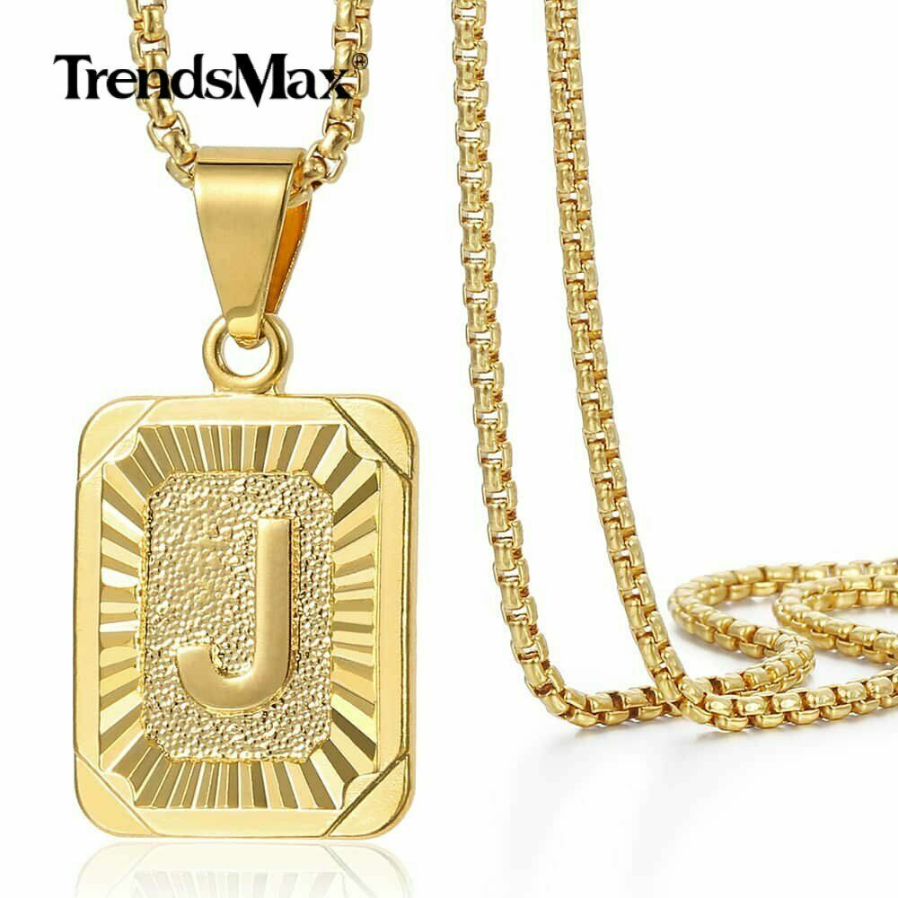 Lovers Jewelry Gold Filled Letter a-z Pendant Necklace 16″ Box or 20″ Curb Chain