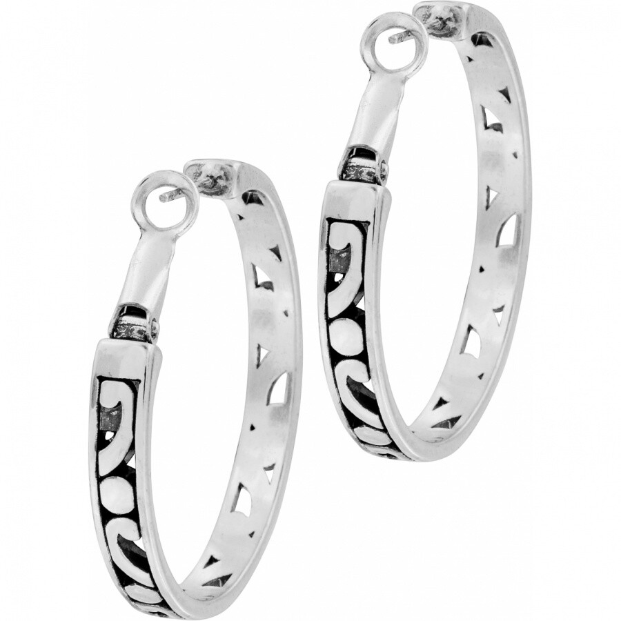 Brighton Silver Plated Contempo Medium Hoop Earrings Jewelry New