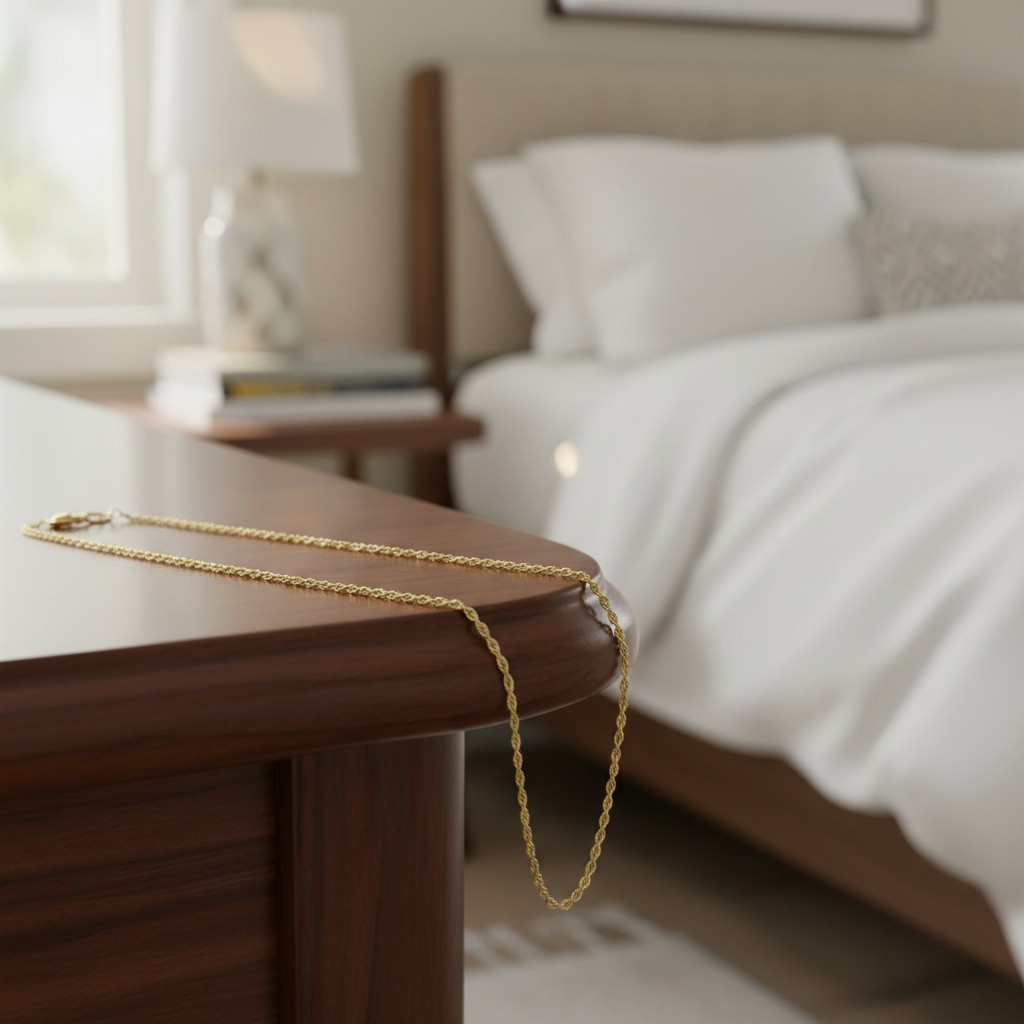Elegant 10k Gold Thin Rope Chain Necklace – 14 Inches of Sophisticated Style