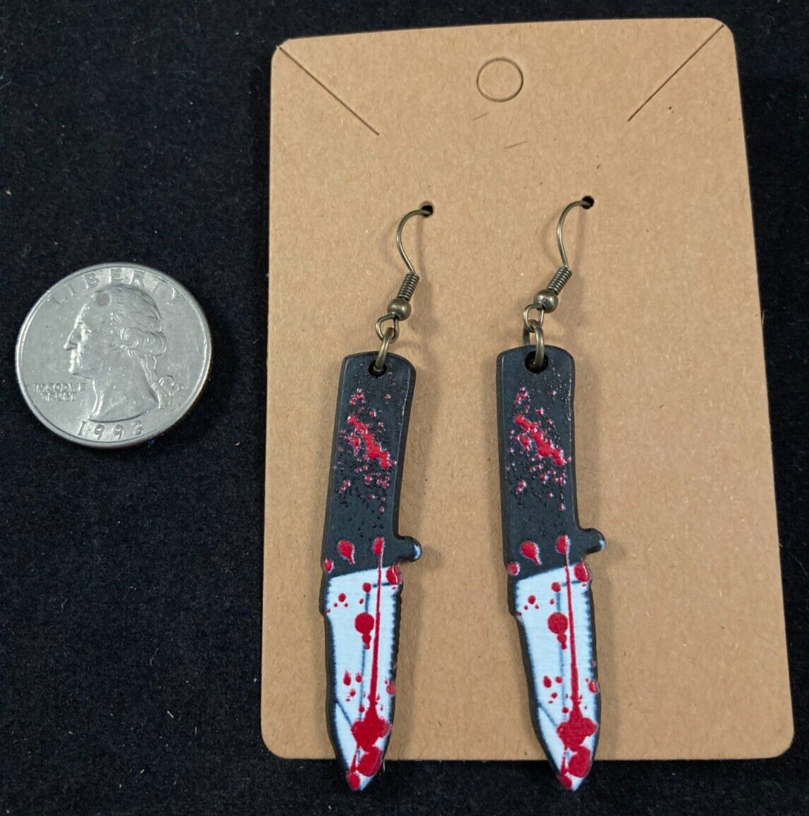 Bloody Combat Knife Earrings – Dangle – Serial Killer – Halloween – Handmade