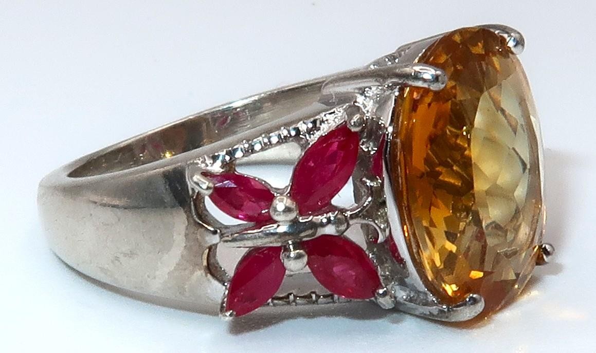 ZALES Jewelers Design Citrine & Ruby Butterfly Motif Statement Ring, Size 8