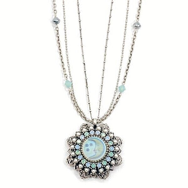 Sweet Romance Crescent Moon and Stars Iridescent Necklace ~Made in Los Angeles~