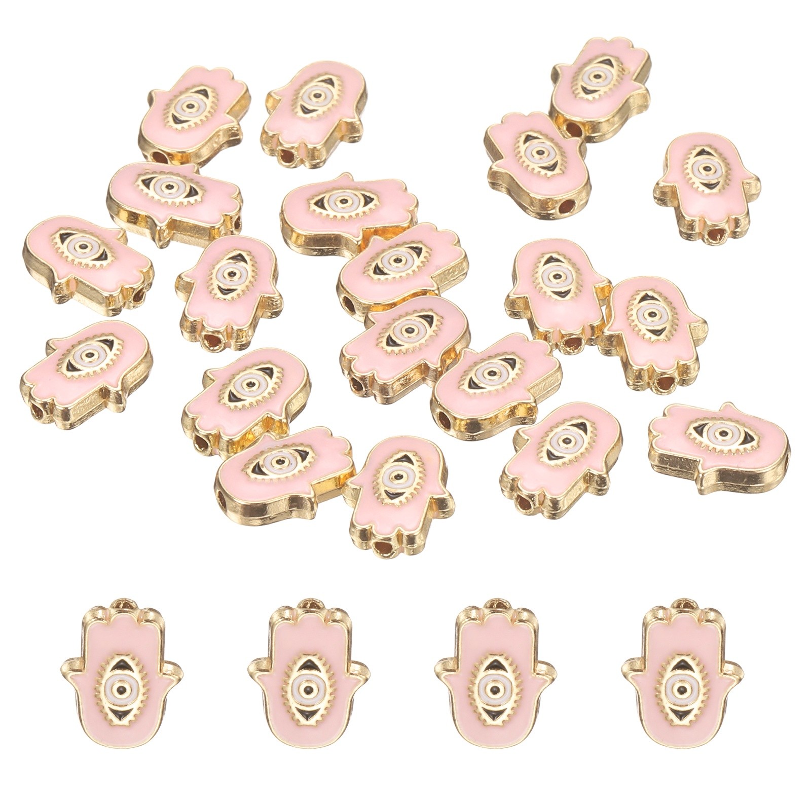 20 Pcs Hand Evil Eye Beads Loose Spacer Beads, Pink