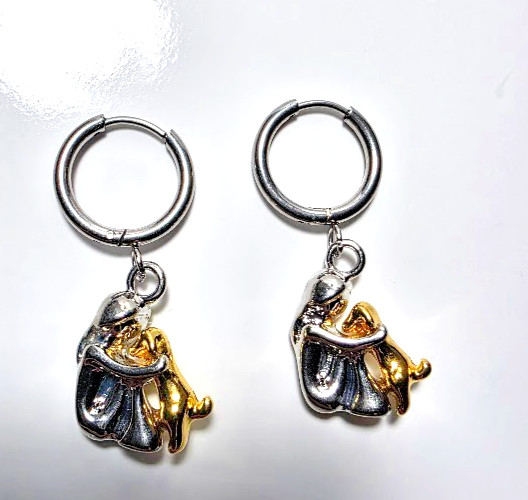Hug Earrings Woman and Puppy Cute Gift Her Birthday Christmas Memorial ANY DAY