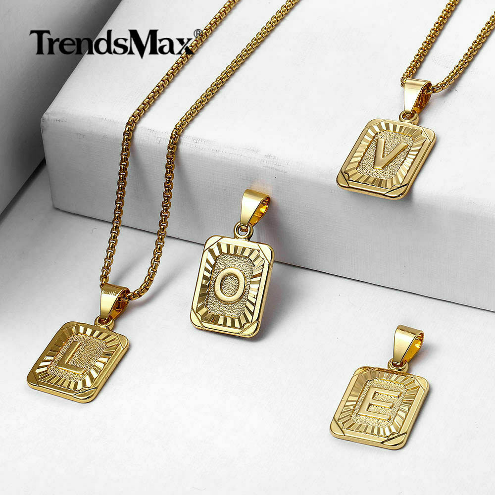 Lovers Jewelry Gold Filled Letter a-z Pendant Necklace 16″ Box or 20″ Curb Chain