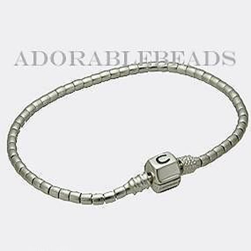 Authentic Chamilia Silver Terrazzo Beaded Bracelet With Snap Lock 7.1″ 1015-0001