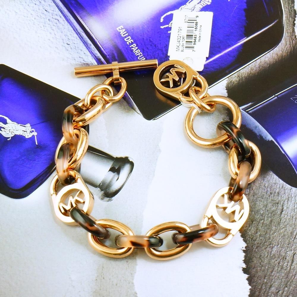 CLEARANCE! NWDF Michael Kors Tortoise Toggle Link Bracelet Rose Gold MKJ4321