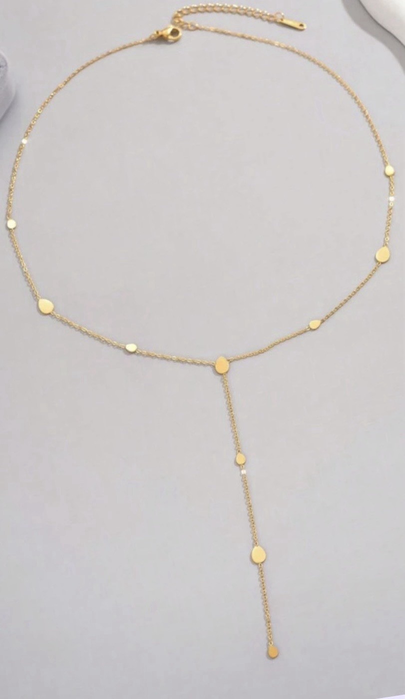 18k gold plated lariat necklace (Y necklace) women