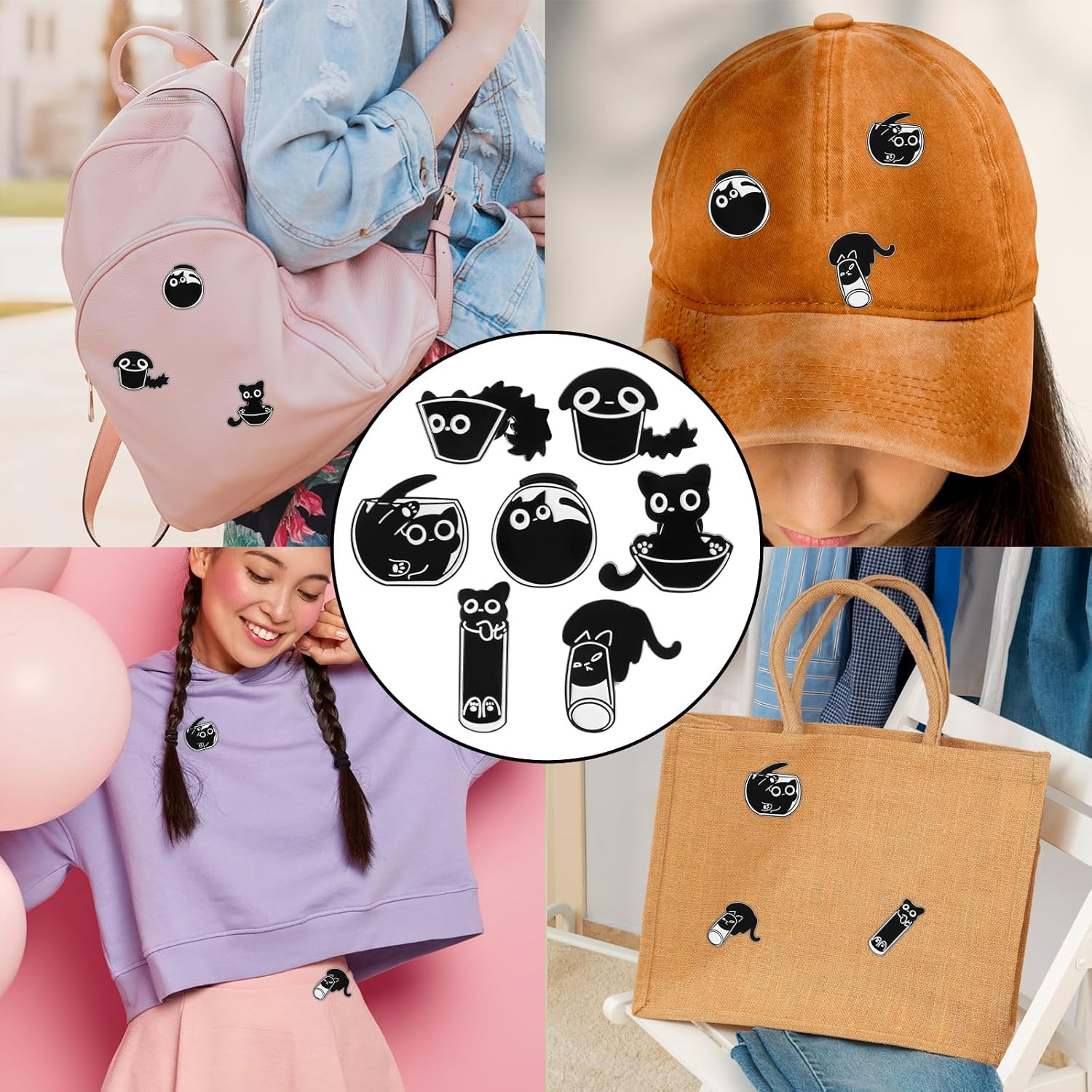7 Pcs Enamel Pin Funny Reading Animal Brooch Alloy Cute Cartoon