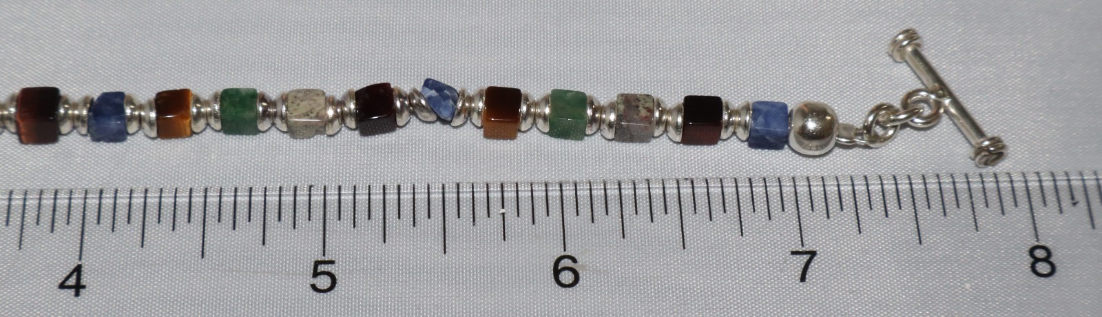 Silpada Silver Multi Stone Cube Bead Toggle Clasp Bracelet B0817 – damaged