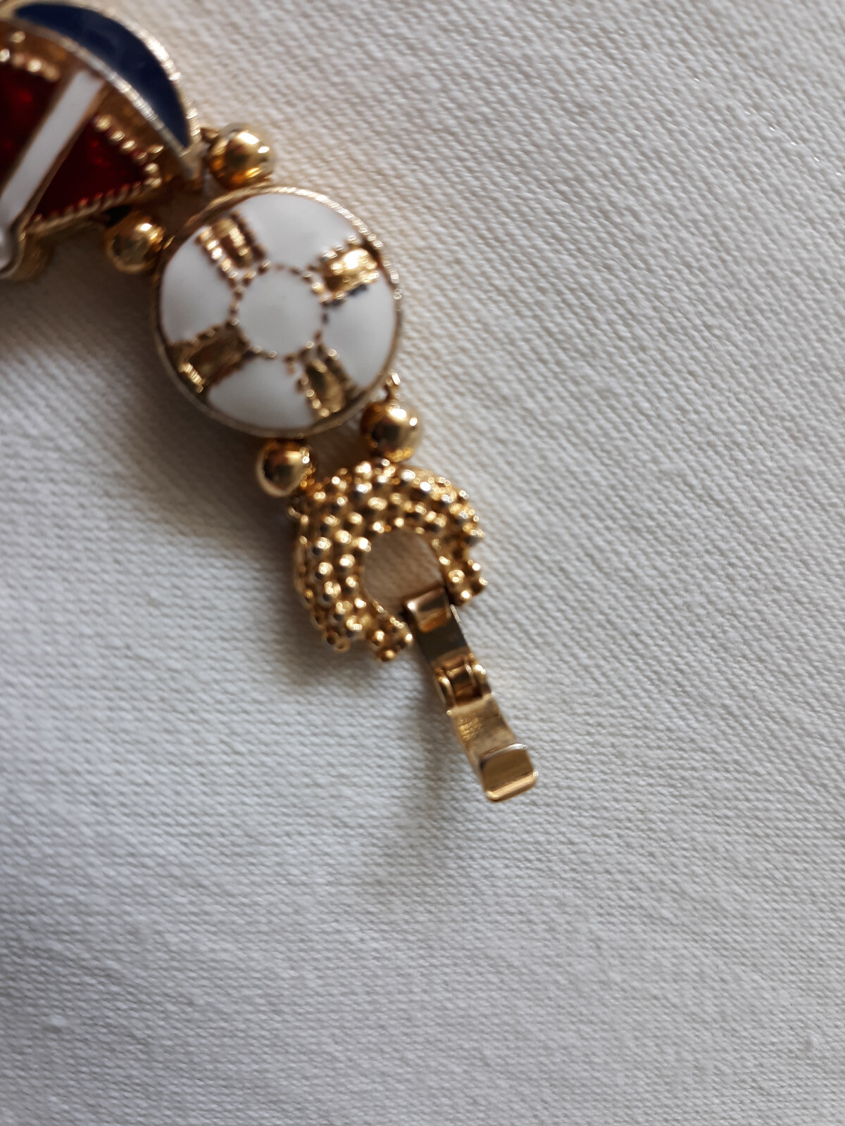 Sailor Bracelet in Goldtone with Red, White and Blue Accents, 7 1/4″