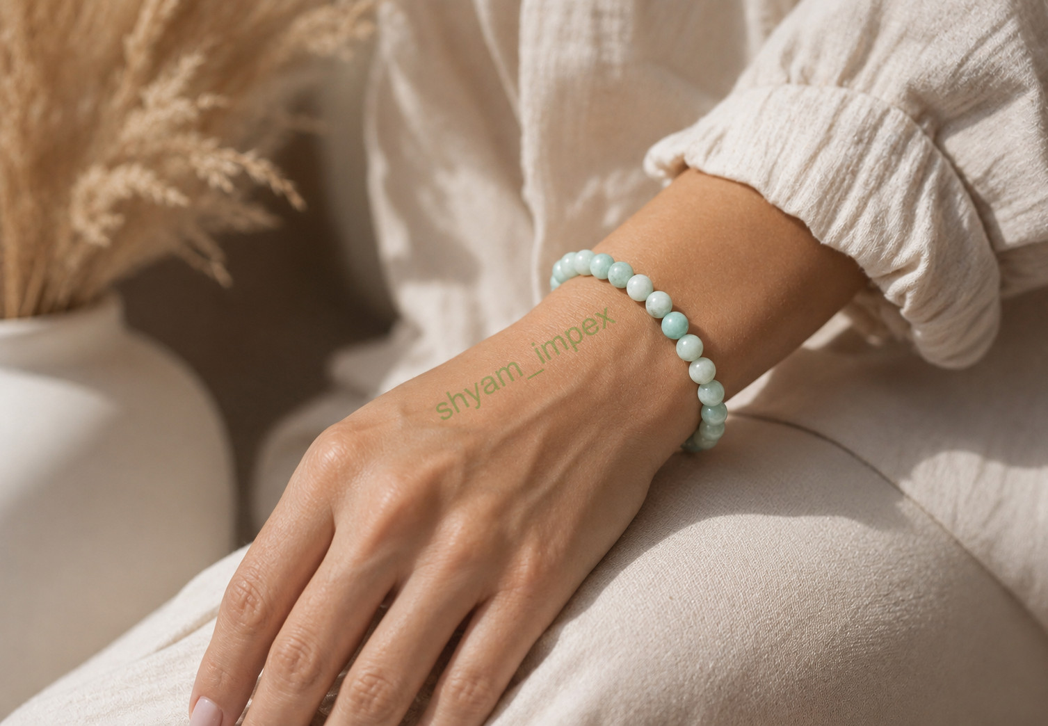 Amazonite Gemstone Beaded Stretch Bracelet Natural Crystal Healing Stone Jewelry